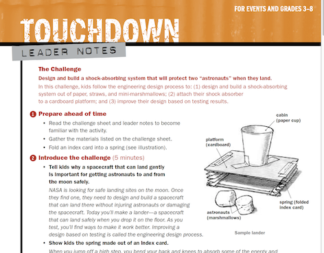 Touchdown STEM lesson (click to download the PDFs)